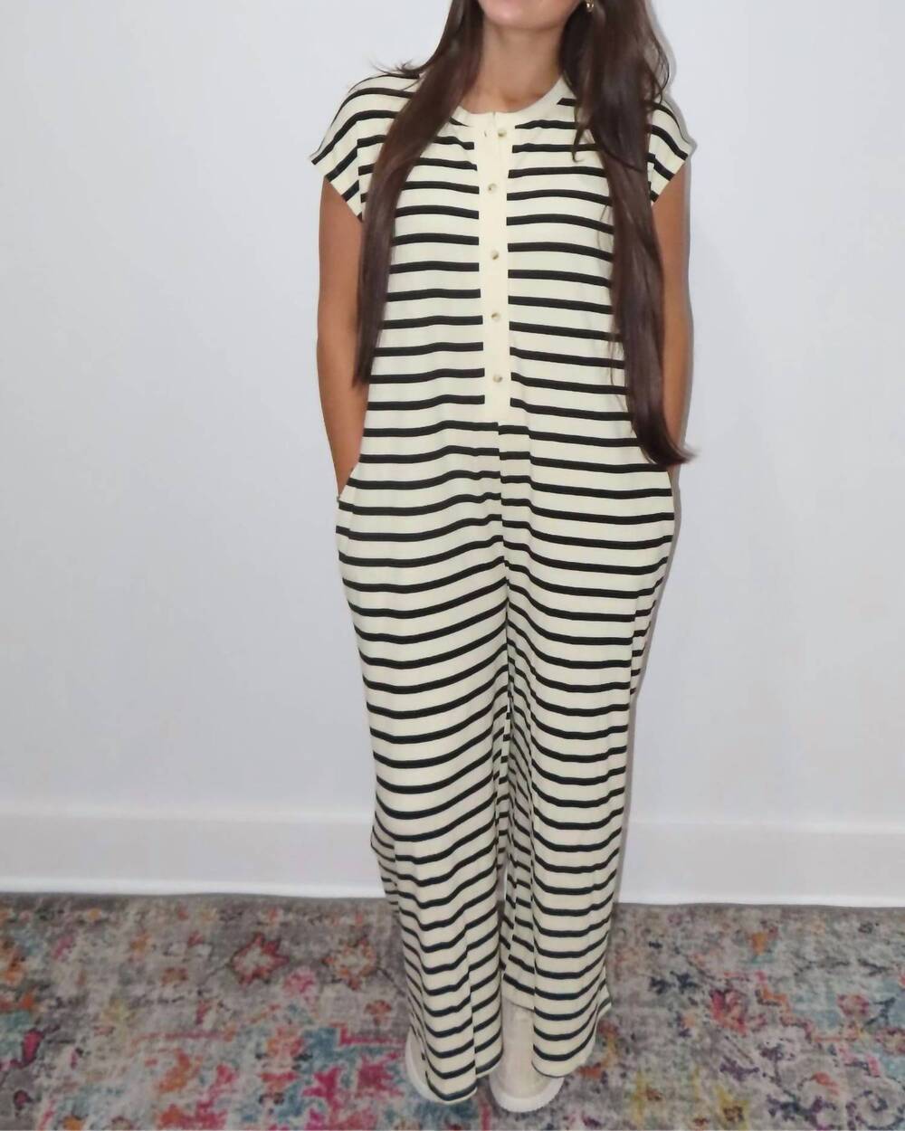 NEW BUCKETLIST ashley jumpsuit in black/cream